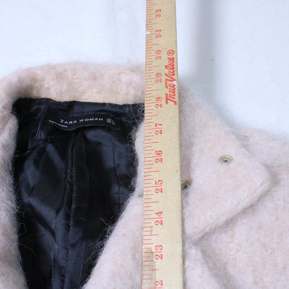 Zara Women Blush Pale Pink Fuzzy Cropped Moto Jacket - Picture 9 of 10